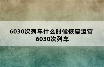 6030次列车什么时候恢复运营 6030次列车